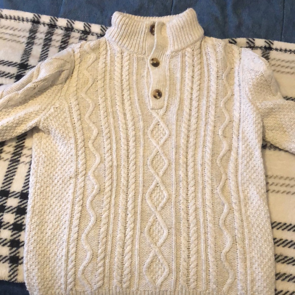 Mock neck Sherpa lined knitted button down sweater